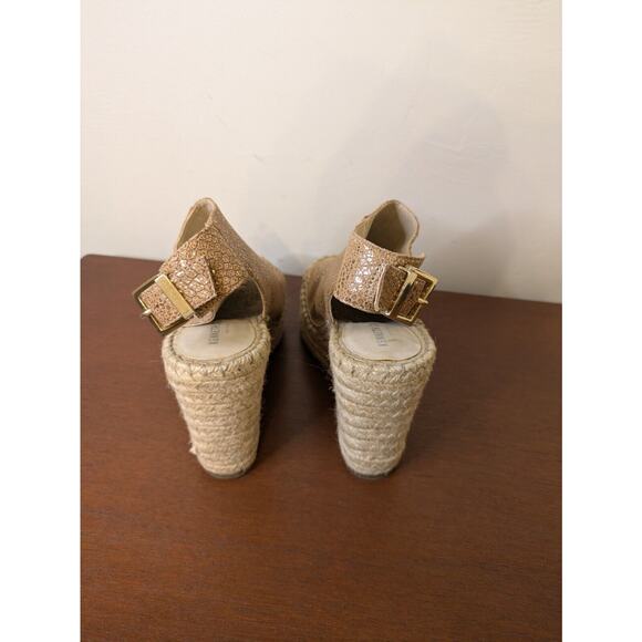Kenneth Cole Women's Shoes Espadrilles Sparkly Gold Open Toe Size 7.5 Wedge. - Picture 3 of 8
